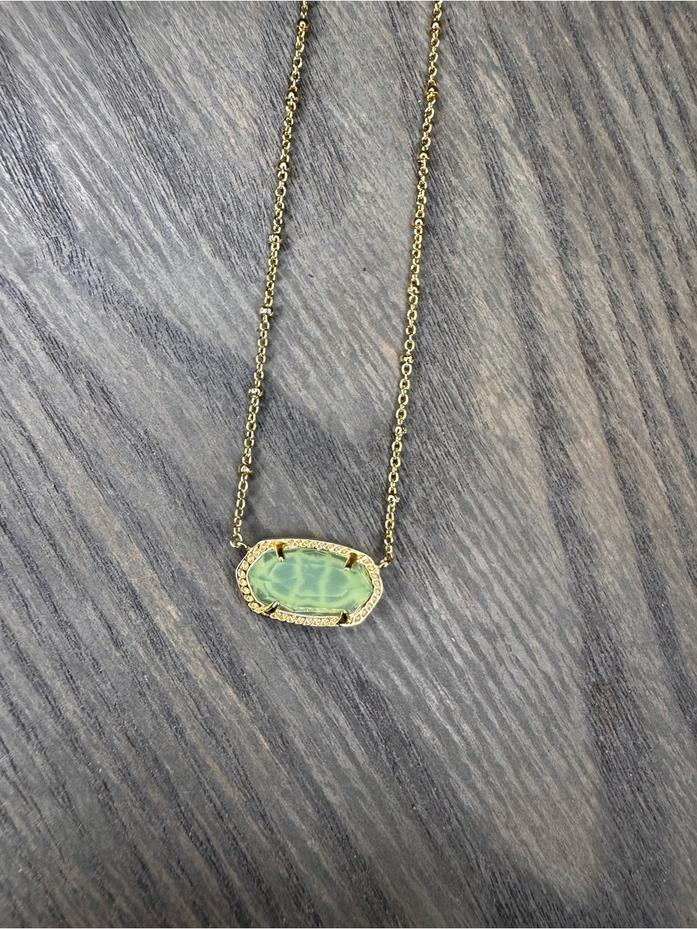 NEW Kendra Scott Gold Necklace and Stud Earrings with Pale Green Stones - Picture 2 of 5